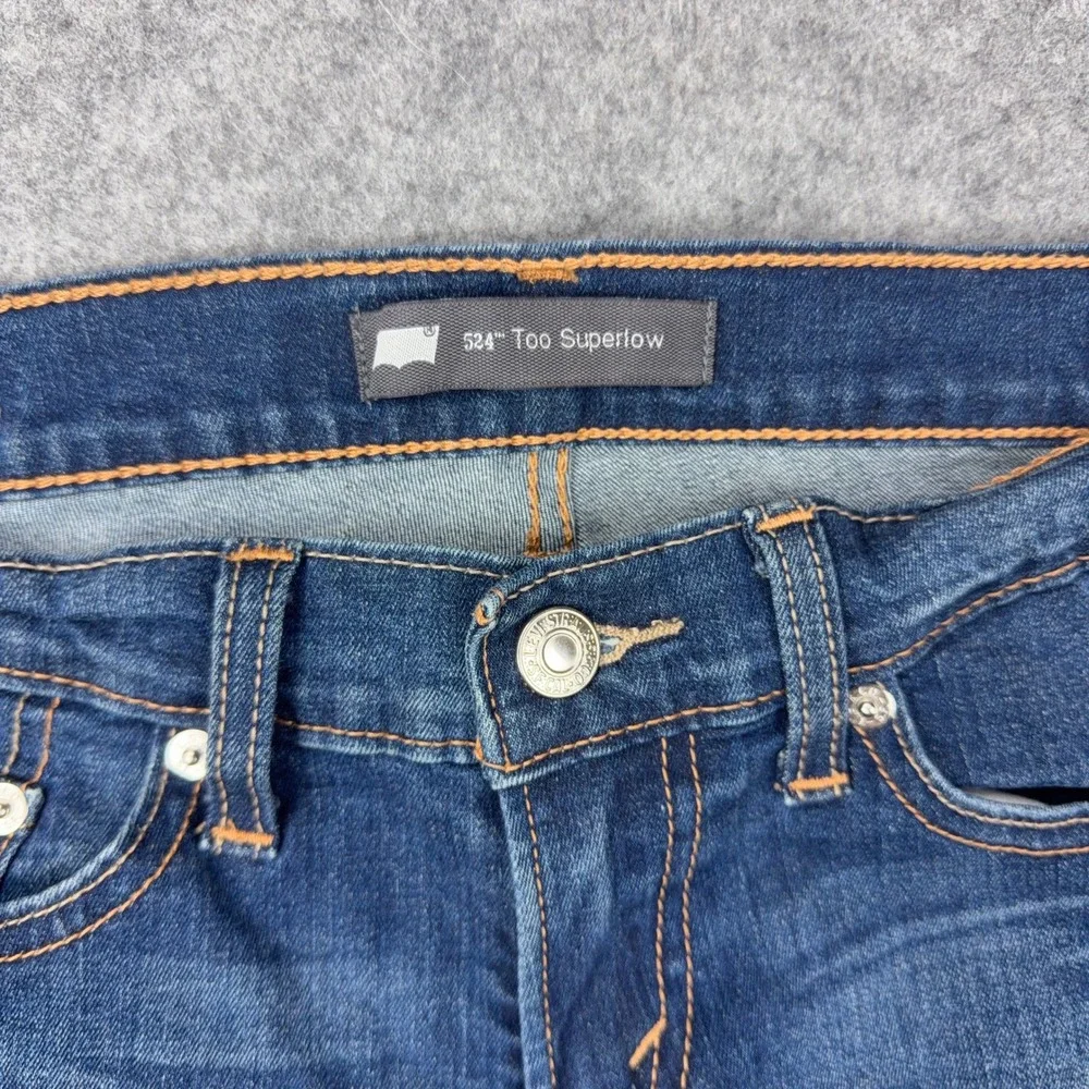 Levi's Jeans Womens 28x30 Blue 524 Too Superlow Skinny Distressed Denim Y2K‎
